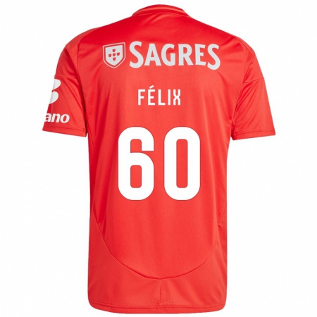 Kandiny Niño Camiseta Nuno Félix #60 Rojo Blanco 1ª Equipación 2024/25 La Camisa Chile