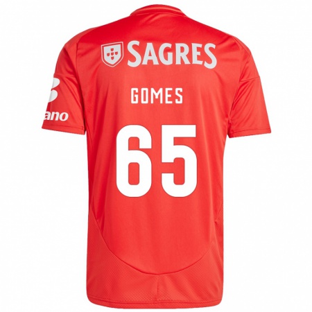 Kandiny Niño Camiseta André Gomes #65 Rojo Blanco 1ª Equipación 2024/25 La Camisa Chile