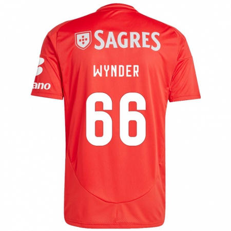 Kandiny Niño Camiseta Joshua Wynder #66 Rojo Blanco 1ª Equipación 2024/25 La Camisa Chile