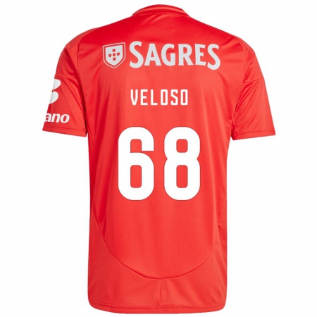 Kandiny Niño Camiseta João Veloso #68 Rojo Blanco 1ª Equipación 2024/25 La Camisa Chile