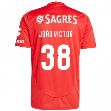 Kandiny Niño Camiseta João Victor #38 Rojo Blanco 1ª Equipación 2024/25 La Camisa Chile