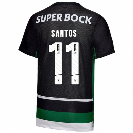 Kandiny Niño Camiseta Nuno Santos #11 Negro Blanco Verde 1ª Equipación 2024/25 La Camisa Chile