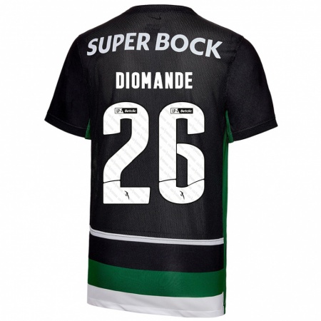 Kandiny Niño Camiseta Ousmane Diomande #26 Negro Blanco Verde 1ª Equipación 2024/25 La Camisa Chile