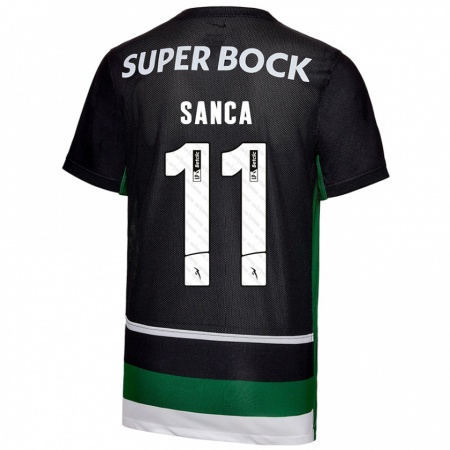 Kandiny Niño Camiseta Pedro Sanca #11 Negro Blanco Verde 1ª Equipación 2024/25 La Camisa Chile