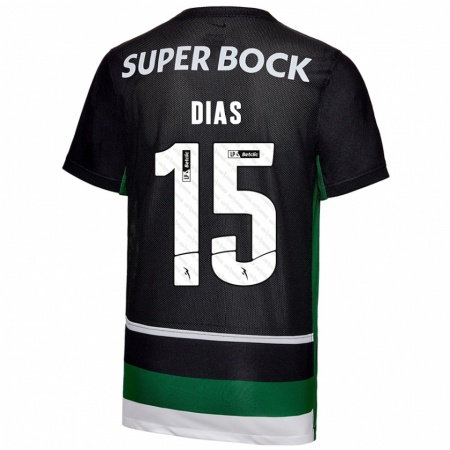 Kandiny Niño Camiseta Rodrigo Dias #15 Negro Blanco Verde 1ª Equipación 2024/25 La Camisa Chile