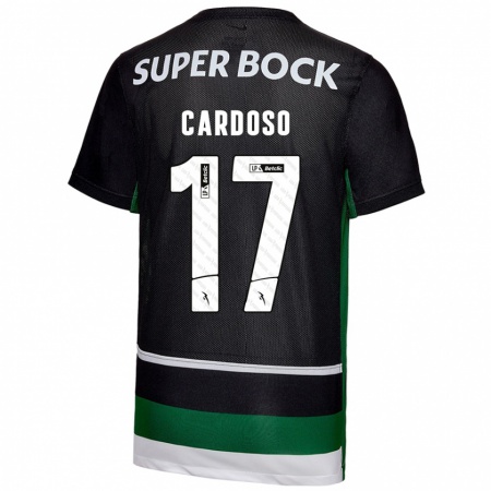 Kandiny Niño Camiseta Diogo Cardoso #17 Negro Blanco Verde 1ª Equipación 2024/25 La Camisa Chile