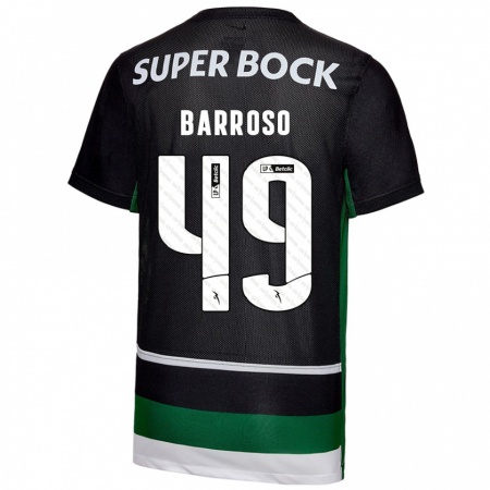 Kandiny Niño Camiseta Leonardo Barroso #49 Negro Blanco Verde 1ª Equipación 2024/25 La Camisa Chile