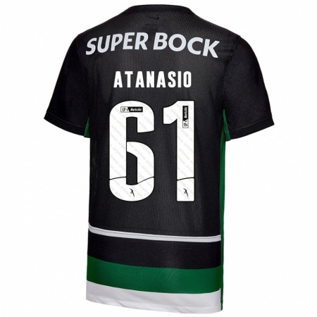 Kandiny Niño Camiseta Atanásio #61 Negro Blanco Verde 1ª Equipación 2024/25 La Camisa Chile