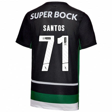 Kandiny Niño Camiseta Denilson Santos #71 Negro Blanco Verde 1ª Equipación 2024/25 La Camisa Chile