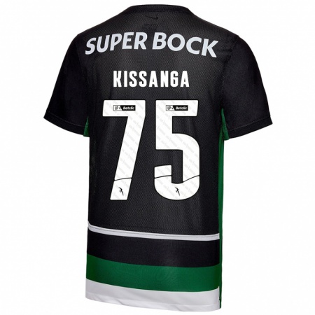 Kandiny Niño Camiseta Manuel Kissanga #75 Negro Blanco Verde 1ª Equipación 2024/25 La Camisa Chile