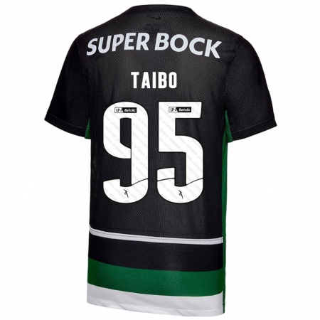 Kandiny Niño Camiseta Lucas Taibo #95 Negro Blanco Verde 1ª Equipación 2024/25 La Camisa Chile