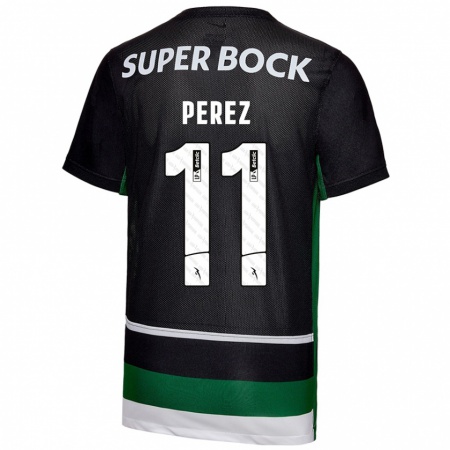 Kandiny Niño Camiseta Brenda Pérez #11 Negro Blanco Verde 1ª Equipación 2024/25 La Camisa Chile