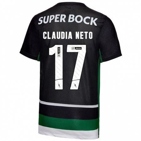 Kandiny Niño Camiseta Cláudia Teresa Pires Neto #17 Negro Blanco Verde 1ª Equipación 2024/25 La Camisa Chile