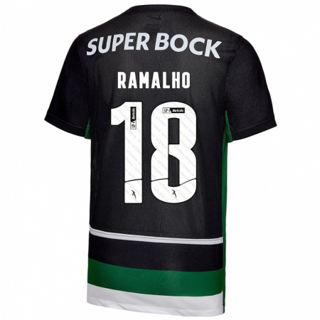 Kandiny Niño Camiseta Inês Filipa Ramalho Gonçalves #18 Negro Blanco Verde 1ª Equipación 2024/25 La Camisa Chile