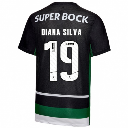 Kandiny Niño Camiseta Diana Micaela Abreu De Sousa E Silva #19 Negro Blanco Verde 1ª Equipación 2024/25 La Camisa Chile