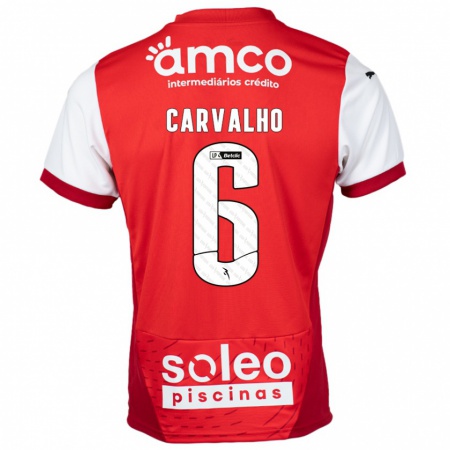 Kandiny Niño Camiseta Vitor Carvalho #6 Rojo Blanco 1ª Equipación 2024/25 La Camisa Chile