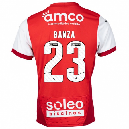 Kandiny Niño Camiseta Simon Banza #23 Rojo Blanco 1ª Equipación 2024/25 La Camisa Chile