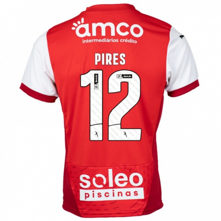 Kandiny Niño Camiseta Hugo Pires #12 Rojo Blanco 1ª Equipación 2024/25 La Camisa Chile