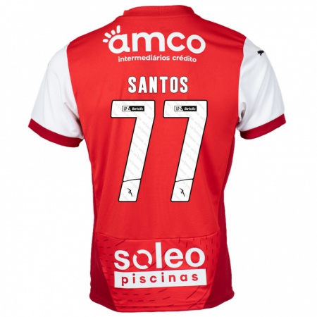 Kandiny Niño Camiseta Edu Santos #77 Rojo Blanco 1ª Equipación 2024/25 La Camisa Chile