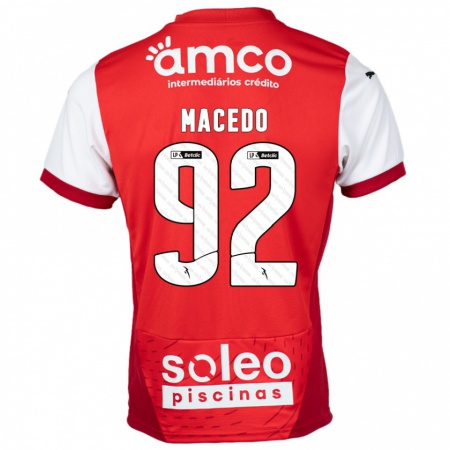 Kandiny Niño Camiseta Rodrigo Macedo #92 Rojo Blanco 1ª Equipación 2024/25 La Camisa Chile