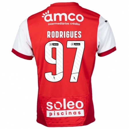 Kandiny Niño Camiseta Dinis Rodrigues #97 Rojo Blanco 1ª Equipación 2024/25 La Camisa Chile