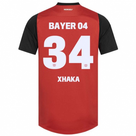 Kandiny Niño Camiseta Granit Xhaka #34 Rojo Negro 1ª Equipación 2024/25 La Camisa Chile