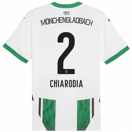 Kandiny Niño Camiseta Fabio Chiarodia #2 Blanco Verde 1ª Equipación 2024/25 La Camisa Chile