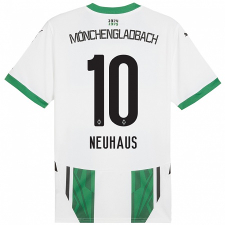 Kandiny Niño Camiseta Florian Neuhaus #10 Blanco Verde 1ª Equipación 2024/25 La Camisa Chile