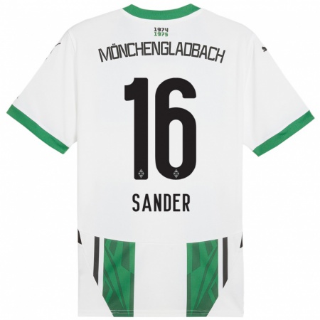 Kandiny Niño Camiseta Philipp Sander #16 Blanco Verde 1ª Equipación 2024/25 La Camisa Chile