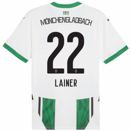 Kandiny Niño Camiseta Stefan Lainer #22 Blanco Verde 1ª Equipación 2024/25 La Camisa Chile