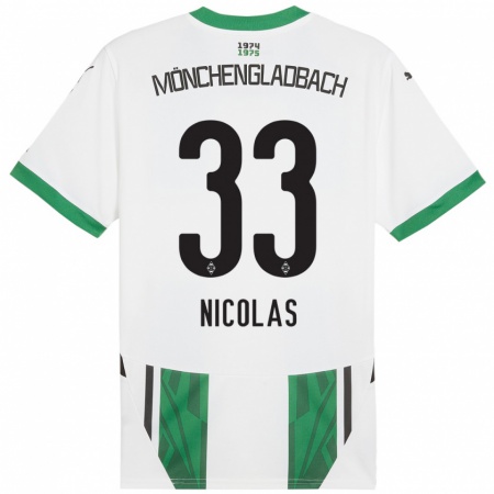 Kandiny Niño Camiseta Moritz Nicolas #33 Blanco Verde 1ª Equipación 2024/25 La Camisa Chile