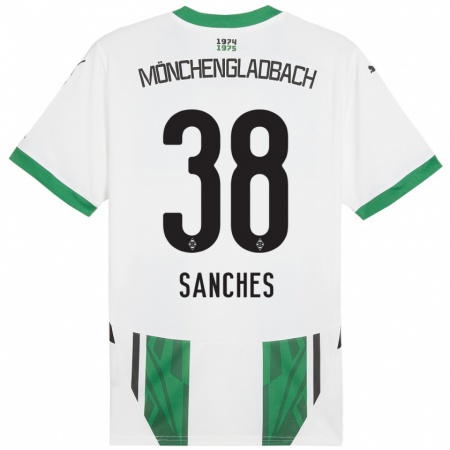 Kandiny Niño Camiseta Yvandro Borges Sanches #38 Blanco Verde 1ª Equipación 2024/25 La Camisa Chile