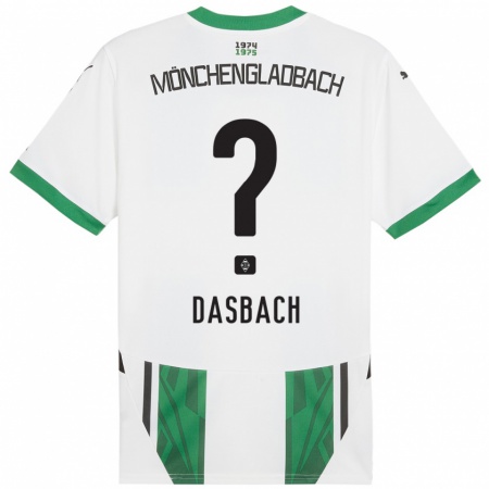 Kandiny Niño Camiseta Yannik Dasbach #0 Blanco Verde 1ª Equipación 2024/25 La Camisa Chile