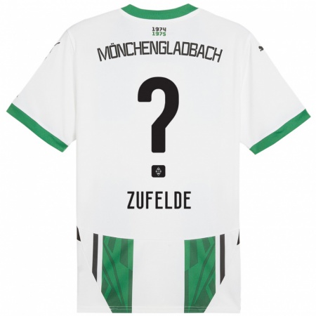 Kandiny Niño Camiseta Isaac Ferreira Zufelde #0 Blanco Verde 1ª Equipación 2024/25 La Camisa Chile