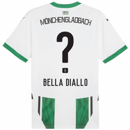 Kandiny Niño Camiseta Oumar Bella Diallo #0 Blanco Verde 1ª Equipación 2024/25 La Camisa Chile