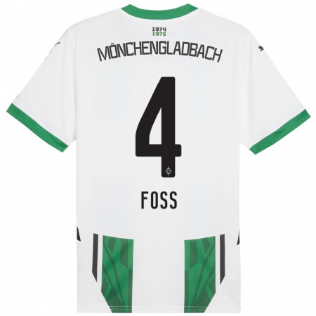 Kandiny Niño Camiseta Jonathan Foss #4 Blanco Verde 1ª Equipación 2024/25 La Camisa Chile