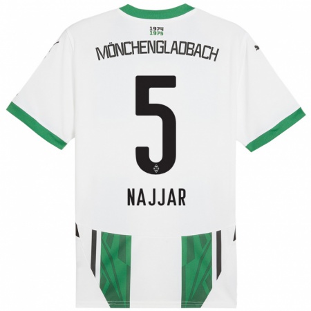 Kandiny Niño Camiseta Jamil Najjar #5 Blanco Verde 1ª Equipación 2024/25 La Camisa Chile