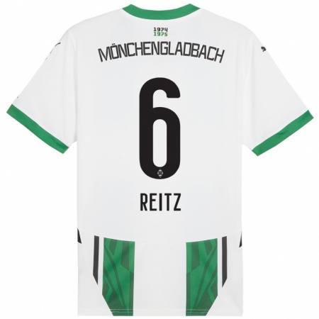 Kandiny Niño Camiseta Tony Reitz #6 Blanco Verde 1ª Equipación 2024/25 La Camisa Chile