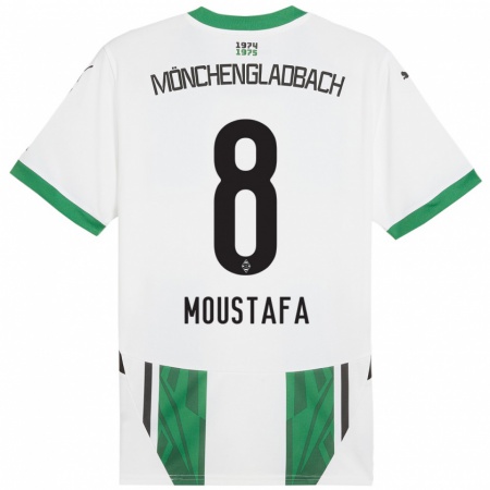 Kandiny Niño Camiseta Moustafa Moustafa #8 Blanco Verde 1ª Equipación 2024/25 La Camisa Chile