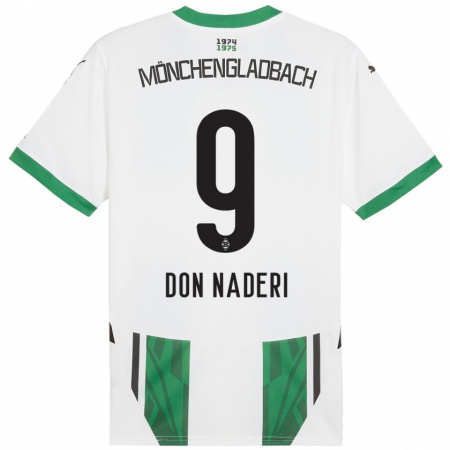 Kandiny Niño Camiseta Ryan Naderi #9 Blanco Verde 1ª Equipación 2024/25 La Camisa Chile