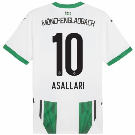 Kandiny Niño Camiseta Kushtrim Asallari #10 Blanco Verde 1ª Equipación 2024/25 La Camisa Chile