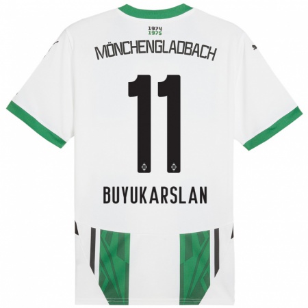 Kandiny Niño Camiseta Oguzcan Büyükarslan #11 Blanco Verde 1ª Equipación 2024/25 La Camisa Chile