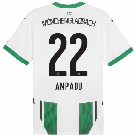 Kandiny Niño Camiseta Leon Ampadu #22 Blanco Verde 1ª Equipación 2024/25 La Camisa Chile