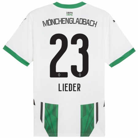 Kandiny Niño Camiseta Michel Lieder #23 Blanco Verde 1ª Equipación 2024/25 La Camisa Chile