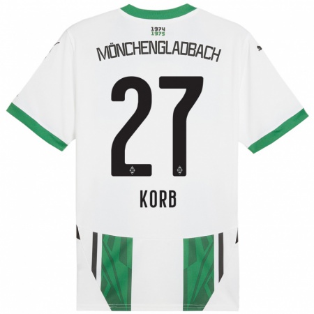 Kandiny Niño Camiseta Julian Korb #27 Blanco Verde 1ª Equipación 2024/25 La Camisa Chile