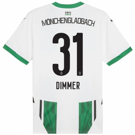 Kandiny Niño Camiseta Florian Dimmer #31 Blanco Verde 1ª Equipación 2024/25 La Camisa Chile