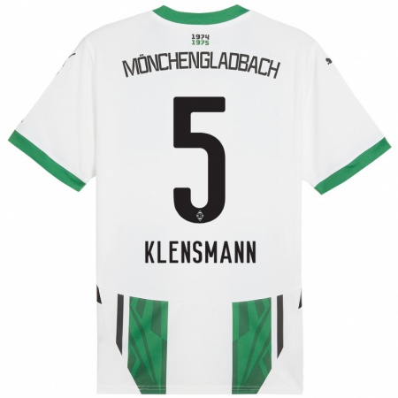 Kandiny Niño Camiseta Paula Klensmann #5 Blanco Verde 1ª Equipación 2024/25 La Camisa Chile