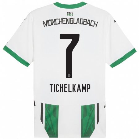 Kandiny Niño Camiseta Emily Tichelkamp #7 Blanco Verde 1ª Equipación 2024/25 La Camisa Chile