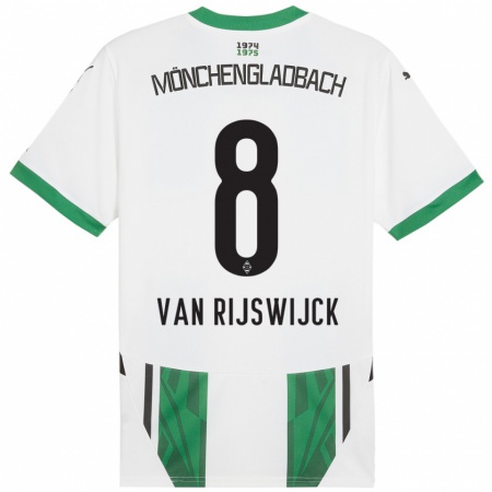 Kandiny Niño Camiseta Britt Van Rijswijck #8 Blanco Verde 1ª Equipación 2024/25 La Camisa Chile