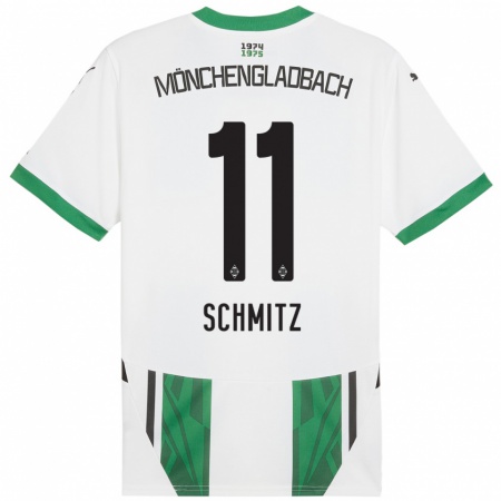 Kandiny Niño Camiseta Louisa Schmitz #11 Blanco Verde 1ª Equipación 2024/25 La Camisa Chile